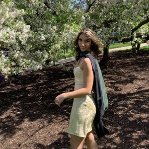 Princess Polly Cream/Ivory Satin with Pattern Mini Dress